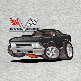 66 Chevelle SS Muscle Car Illustration - Black T-Shirt